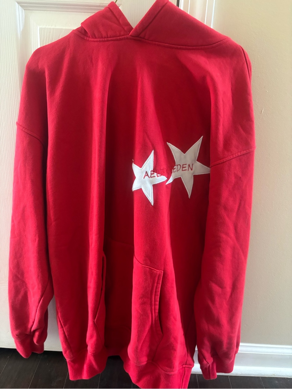 Aelfric Eden Red Hoodie with White Star Appliqués